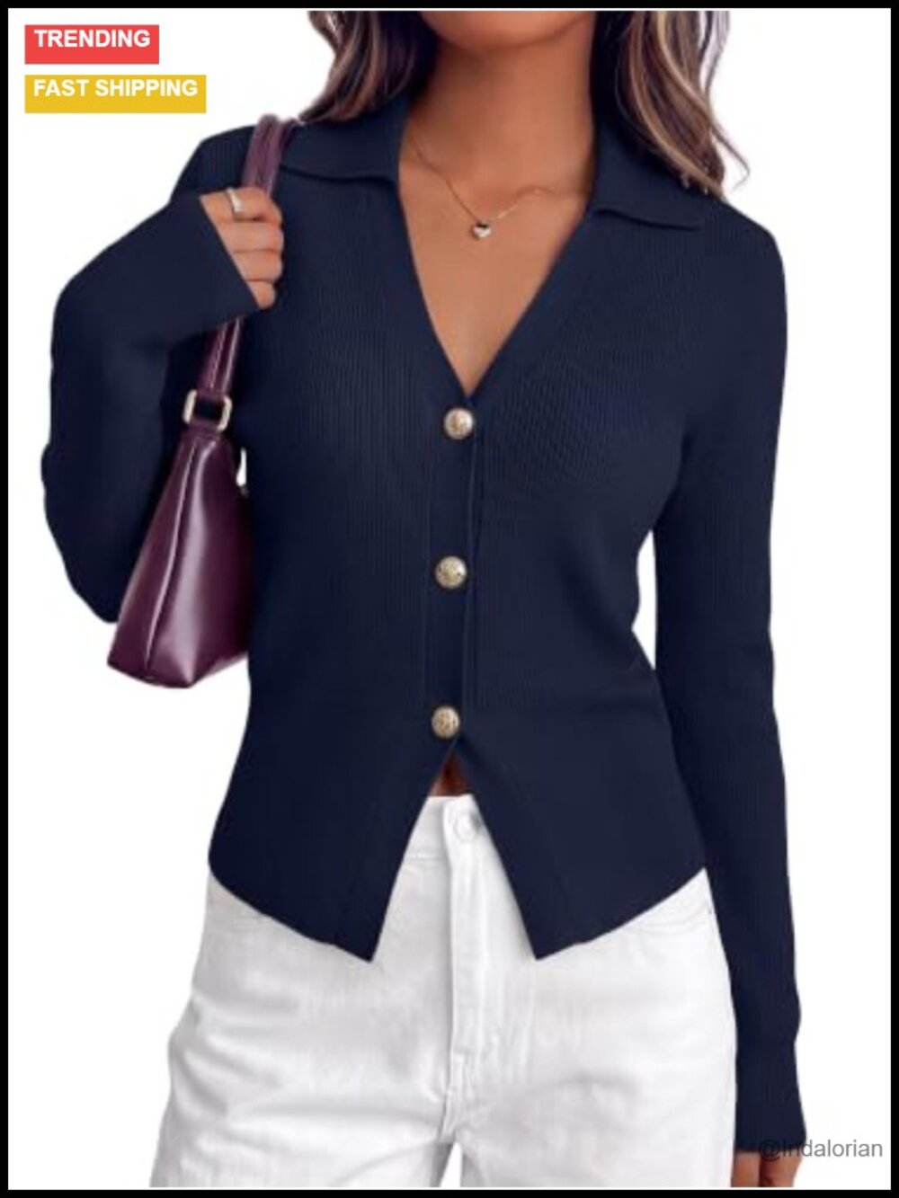 V Neck Long Sleeve Lightweight Ribbed Knit Cardigan Sweater for Women